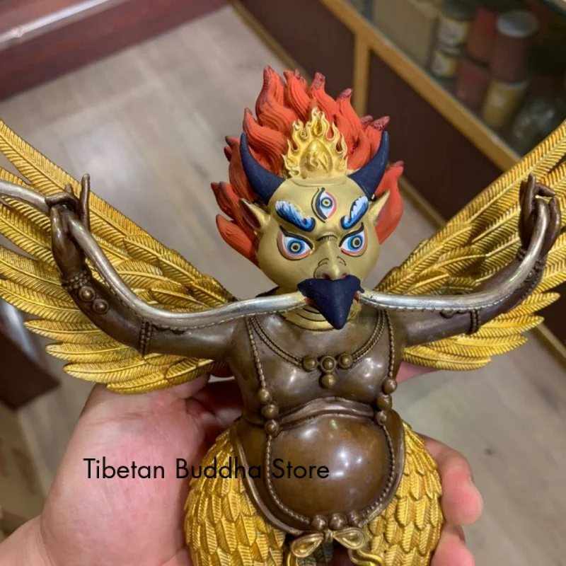 Tibetan Pure Copper Seiko Dapeng Bird Protection Statue Decoration Buddhism Worship Supplies Hawk Redpoll Seven-Inch Gilding