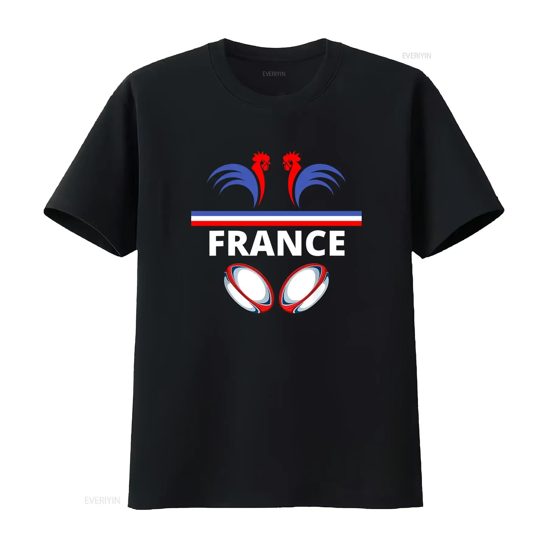 Maillot de l'Équipe France XV T Shirt Officiel Six Nations avec Logo Imprimé au Dos Cadeau Décontracté à Col Rond pour vintage
