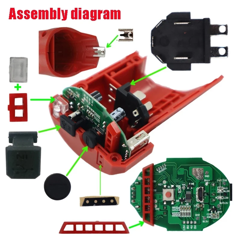 Componente adattatore N12 convertitore caricabatterie SKD per M12 12V 10.8V batteria al litio dispositivo USB alimentatore per telefono cellulare fai da te