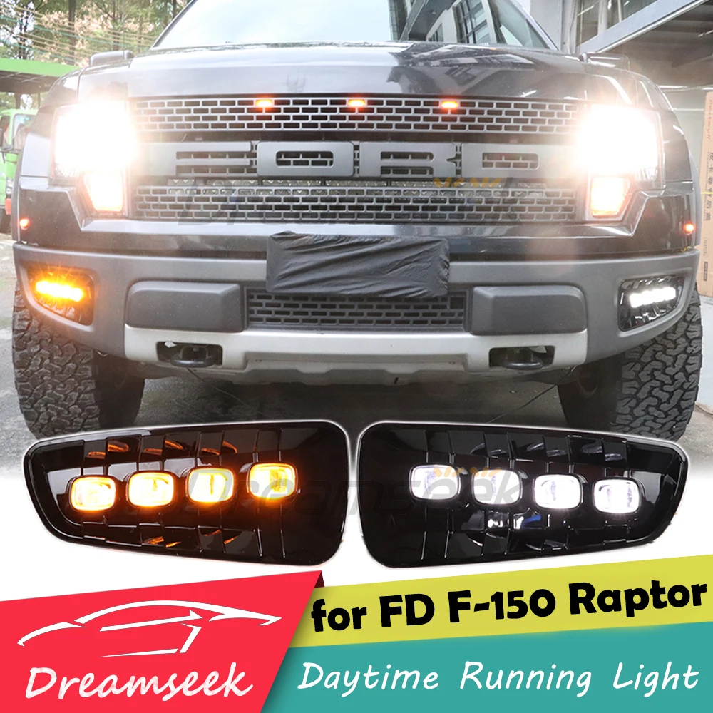 LED DRL Daytime Running Light for Ford F-150 SVT Raptor 2009 2010 2011 2012 2013 2014 Daylight Fog Lamp Cover With Turn Signal