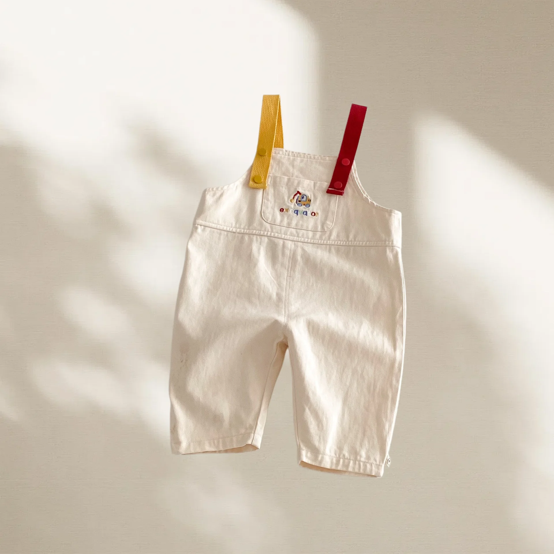 2026 Korean 0-5Y Spring Pure-cotton Kids Overalls Girls Boys Cartoon Excavator Embroidery Children's Denim Cowboy Clothes