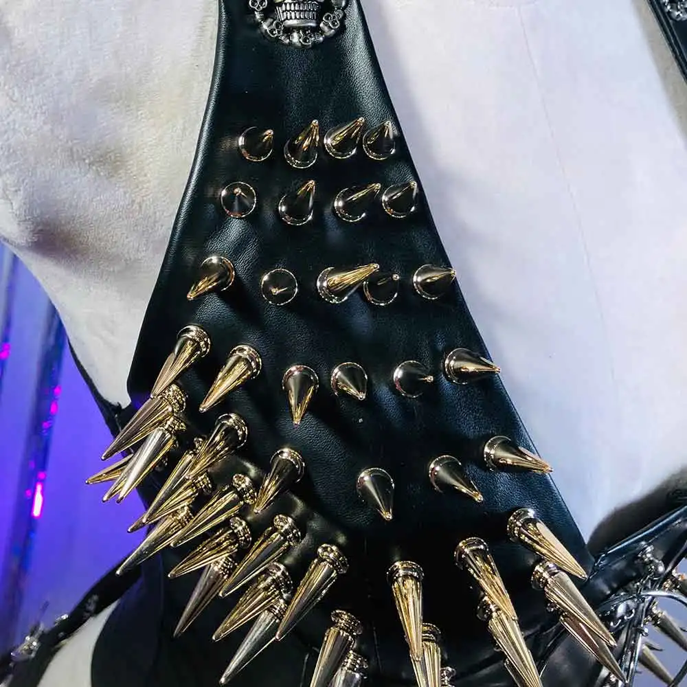 في سن المراهقة رصع برشام 90s E-Girls الجرونج لتقوم بها بنفسك القوطية Y2K القمم الدبابات ايمو الشرير الصخرة Harajuku القوطي Cummerbunds يدوية الجمجمة العصرية #3