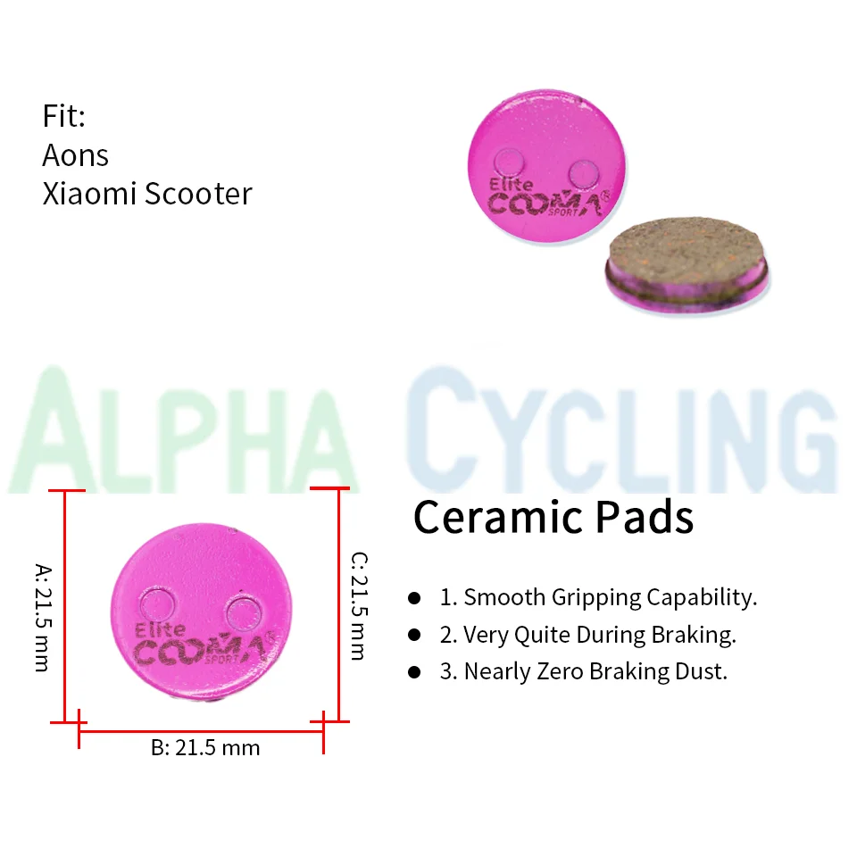 4 Pairs Ceramic Disc Brake Pads for Xiaomi Scooter and Aons Caliper, Diameter is 21.5mm Round Brake Pads, Elite Class