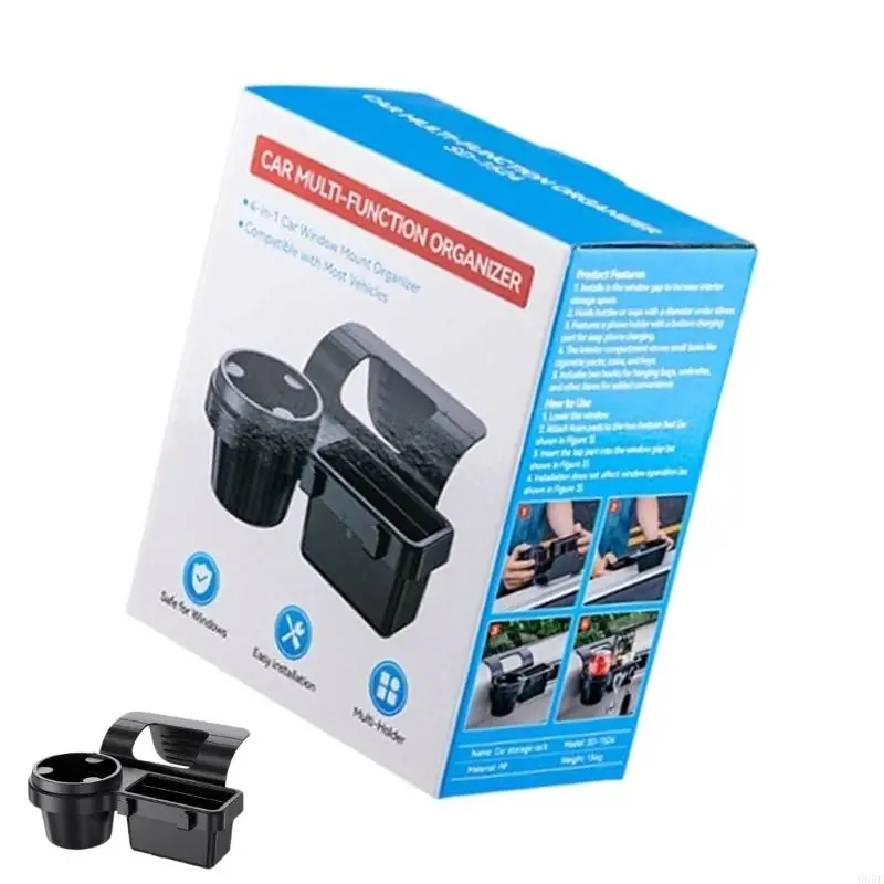

D5BE Storage Box with Cup Holder Large Space for Key Wallet Quick Installation