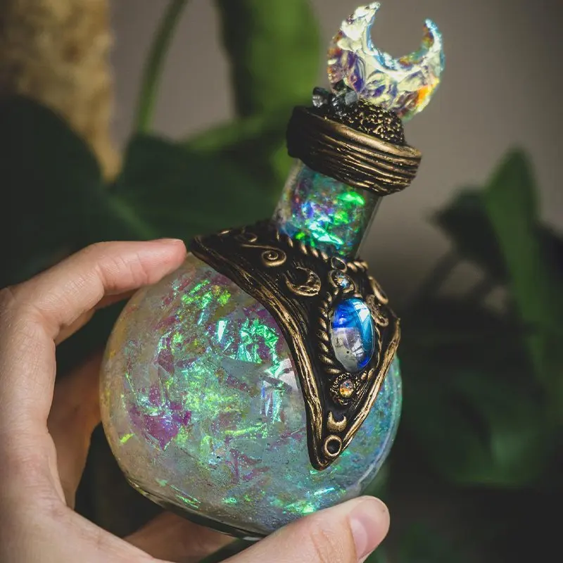 Creative Moon Magic Potion Bottle Mermaid Aura Desktop Decoration Elves Treasure Antidote Bottle Sample Vial Office Home Decor