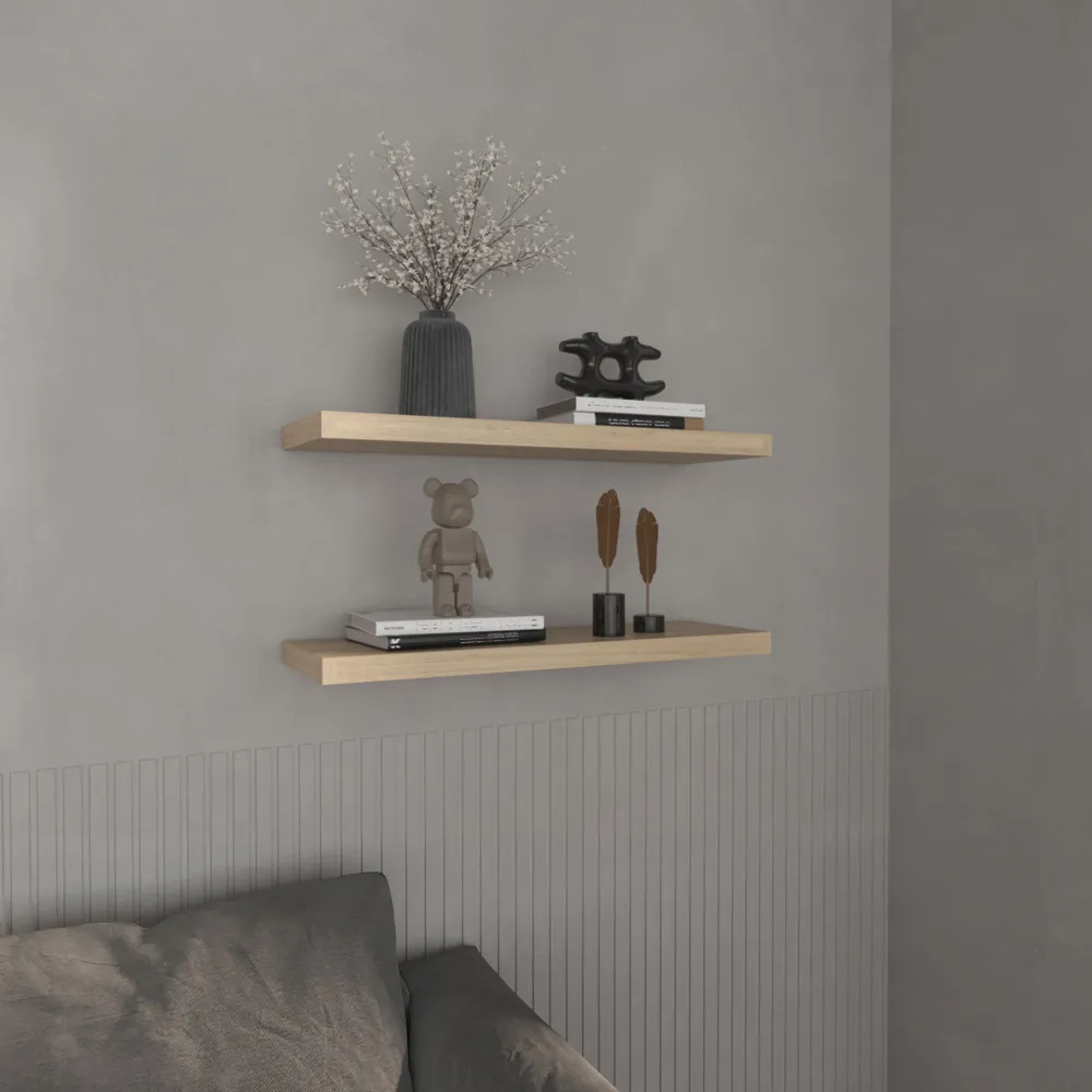 

Floating Shelves 1.50" H 2 Shelves Light Pine