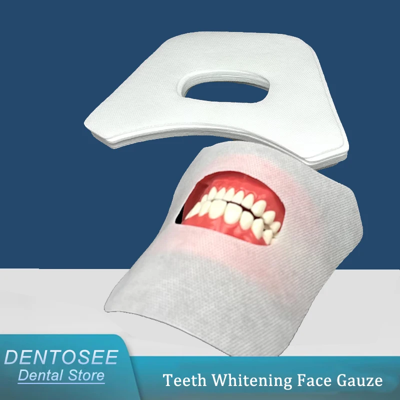 

50 Pcs Dental Teeth Whitening Gauze Face Mask Oral Cavity Saliva Pad Dental Cloth for Teeth Cleaning Dentist Tools Whitening