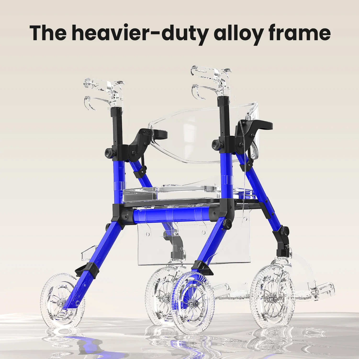 Leichter Faltbarer Rollator für Senioren mit Sitz Rollator-Rollstuhl-Kombi Transport-Rollstuhl – Detail 4