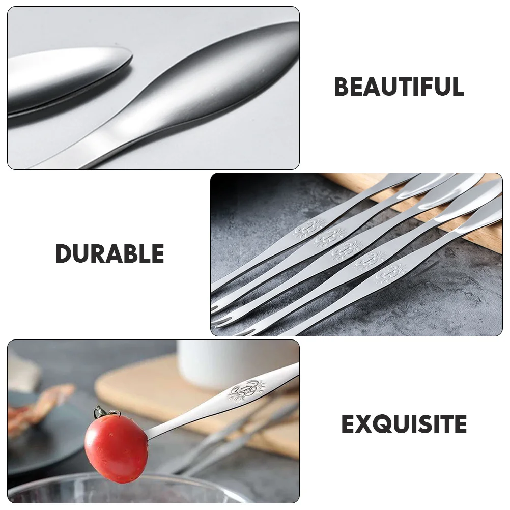 

5pcs Stainless Steel Crabs Fork Crabs Eating Tools Seafood Eating Supplies Crab Peeling Gadgets Kitchen Tools For Lobster Dinner