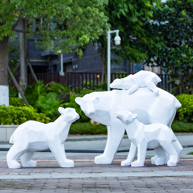 YY Outdoor GRP Sculpture Abstract Animal Ornaments Geometric Surface Polar Bear