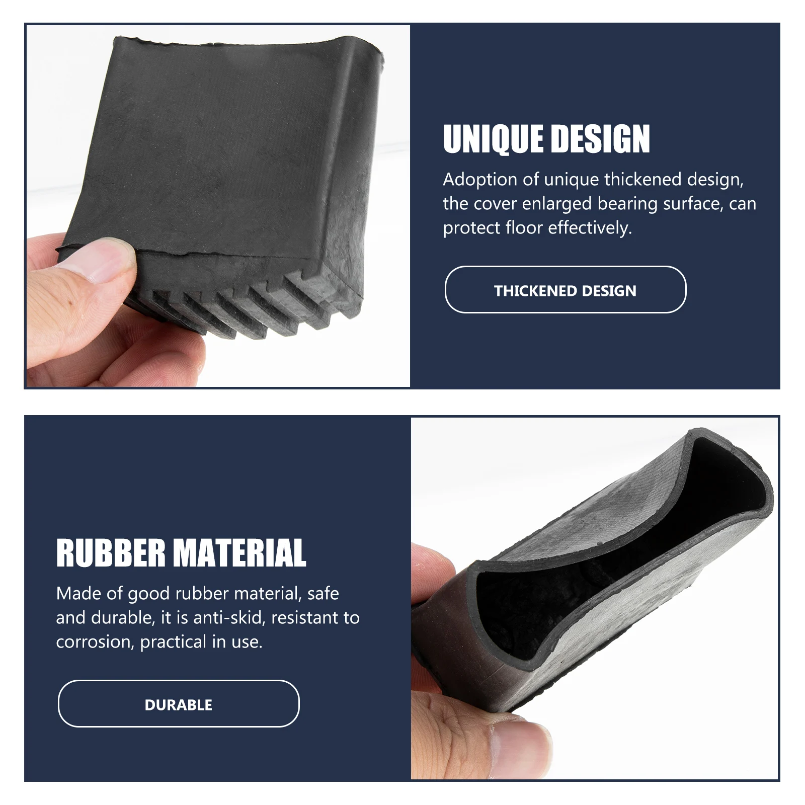 

4pcs Ladder Feet Cover 25x63mm Black Rubber Stabilizer Pads Folding Step Ladder Anti Skid Durable Floor Protection Building