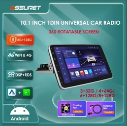 Radio Multimedia con GPS para coche, reproductor de vídeo con Android 7862, 1DIN, pantalla giratoria Universal de 10,1 pulgadas, 4G, Carplay