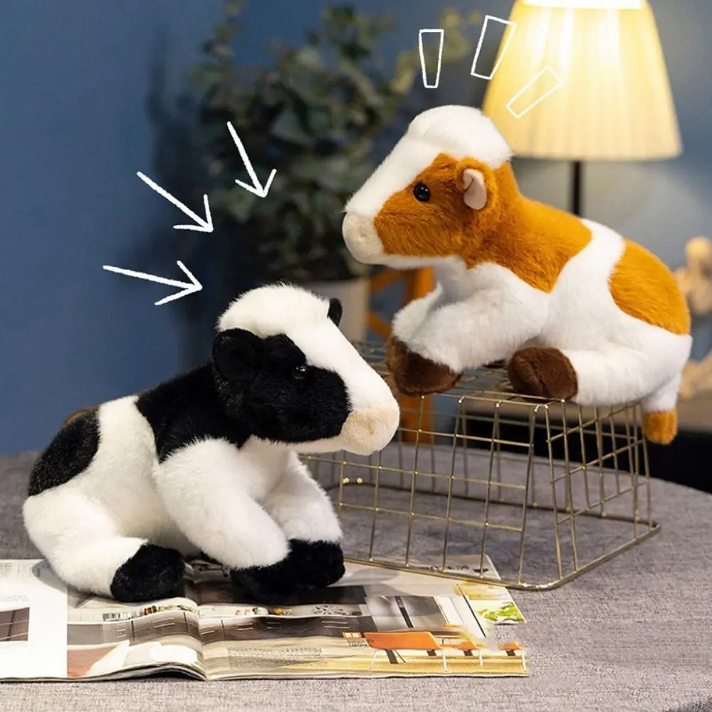 만화 동물 가축 동물 봉제 인형 시뮬레이션 박제 암소 황소 우유 암소 봉제 인형 푹신한 부드러운 암소 플러시 장난감 홈 장식