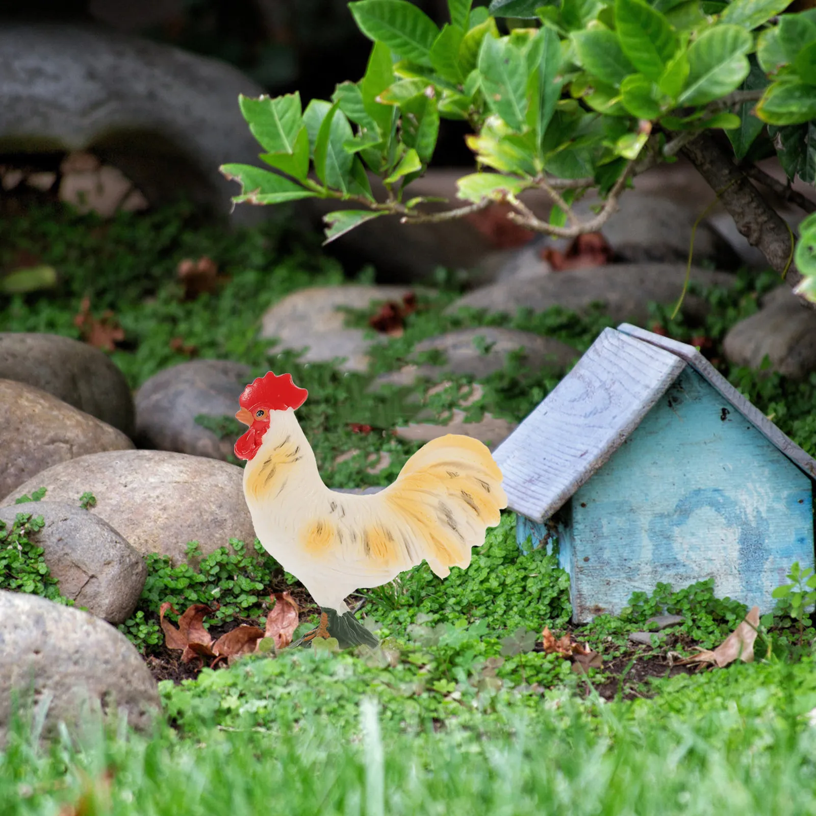 

Premium ABS Rooster Statue Vivid Static Animal Sculpture for Farmyard Lawn Decor Garden Statue Home Interior Exterior Poultry