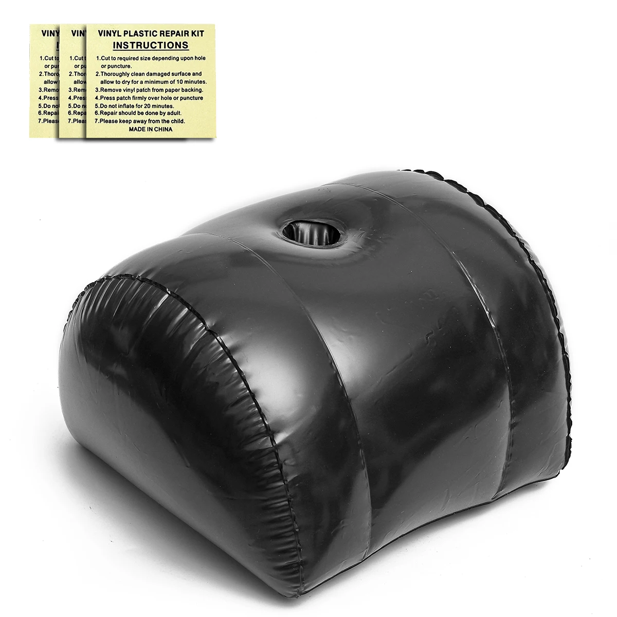 وسادة سوداء نصف دائرية قابلة للنفخ وإصلاح التسرب، وسادة هوائية للمساعدة في الموقف الجنسي للبالغين، محمولة ومخزنة، وسادة ممتعة للجنس