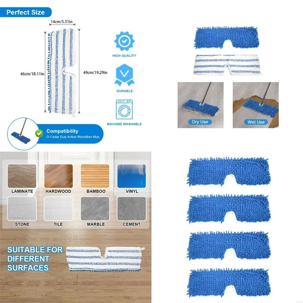 

2/4PCS Replaceable OCedar Pads Convenient Handle Cleaning Microfiber Flat Mop B95B