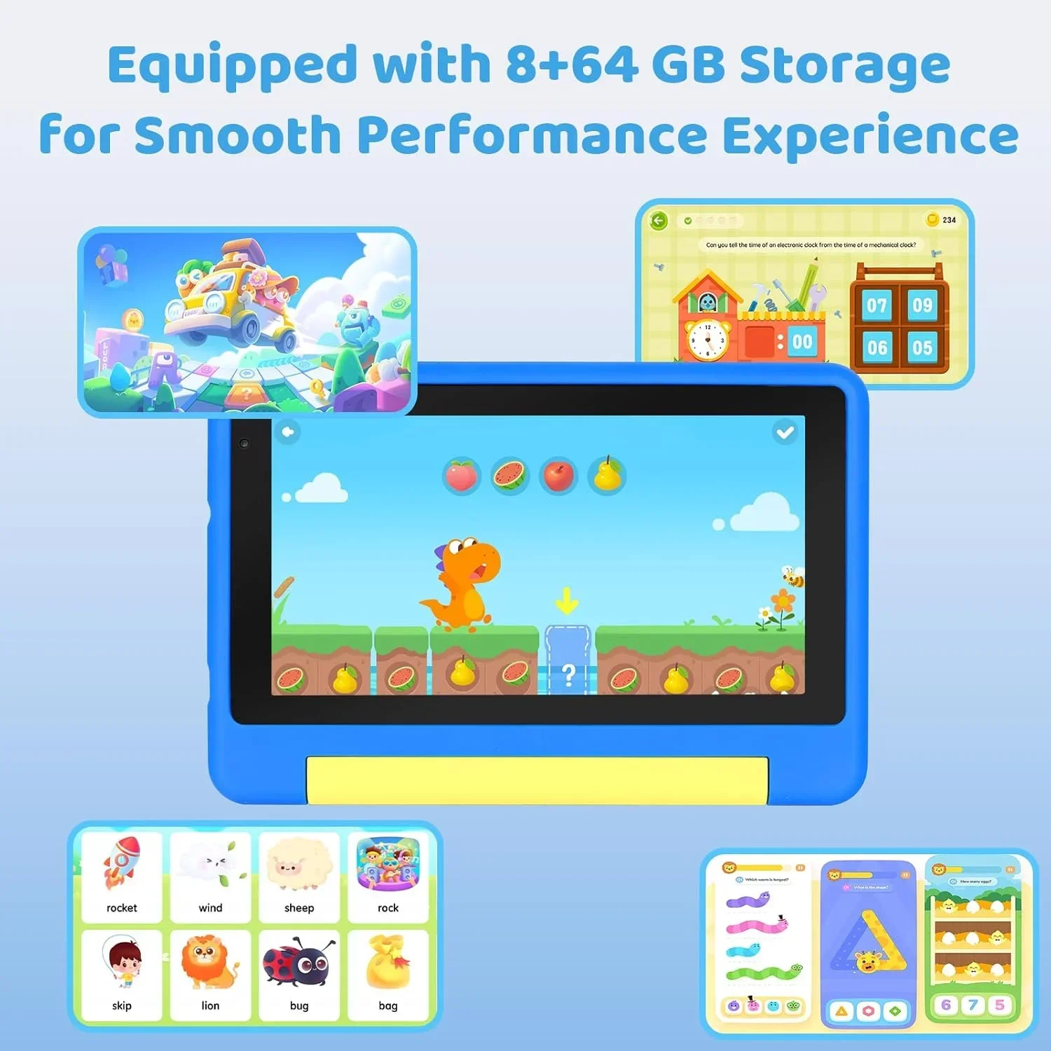 تابلت للأطفال 7 بوصة أندرويد 13 8(2+6) جيجابايت رام 64 جيجابايت روم التحكم الآلي كاميرا مزدوجة مع حافظة مقاومة للصدمات 2500 مللي أمبير في الساعة برامج أطفال #2
