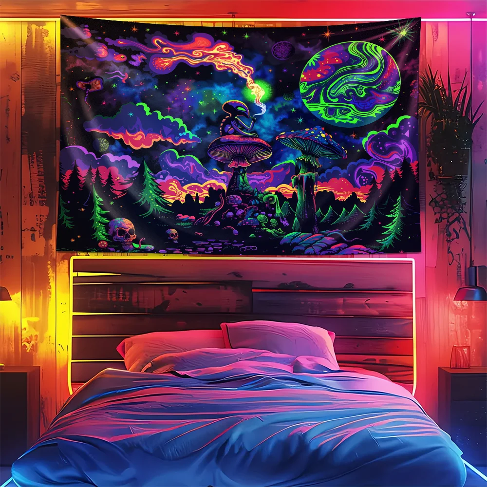 VIKAMA الغريبة الخيال نسيج سديم التدرج عالية الكثافة تعتيم النسيج الموسيقى استوديو الخيال العلمي موضوع ديكور غرفة نوم #4