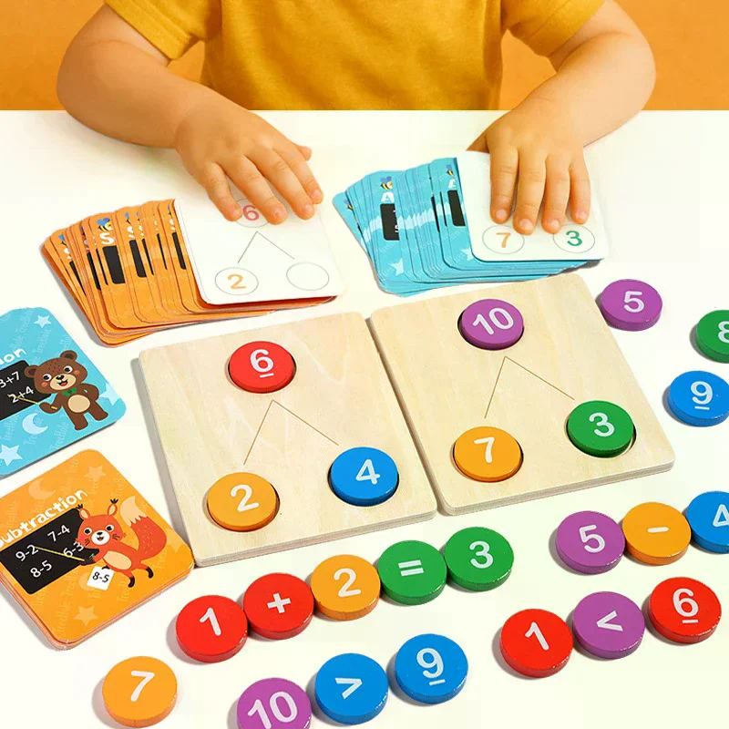 Bambini Matematica Educazione precoce Sussidi didattici Decomposizione digitale in legno Aritmetica Giocattolo Montessori Numero Cognizione Conteggio Giocattoli