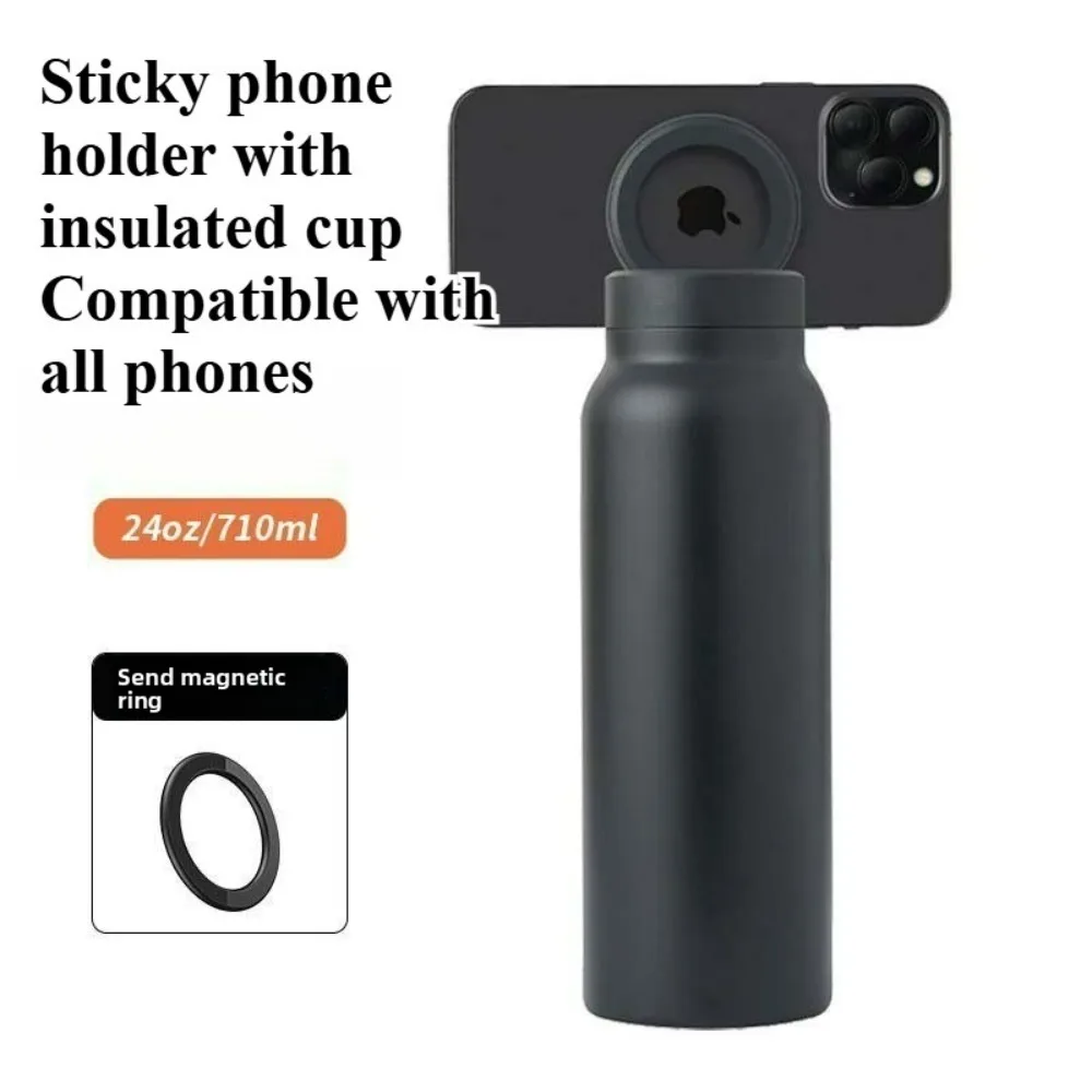 Support de téléphone magnétique, bouteille isotherme grande capacité pour les athlètes, tir en plein air, support de téléphone 2 en 1 et thermos