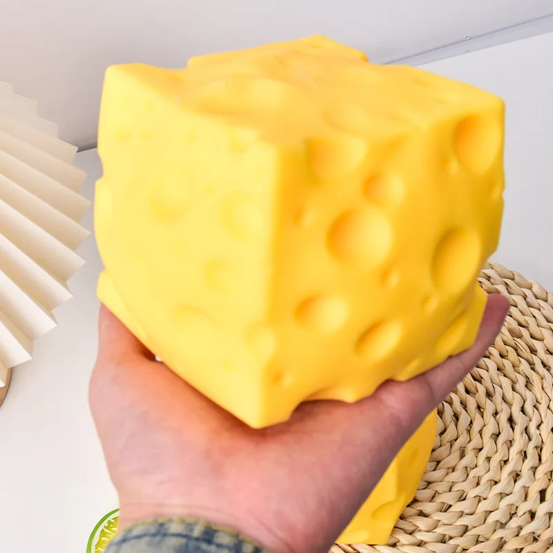 Jumbo Cheese Big Cheese Cube Squishy Soft Shapeable Squeeze Ball Slow Rising Fidget Toy Stress Ball ASMR Sensory Anti-Stress Gif