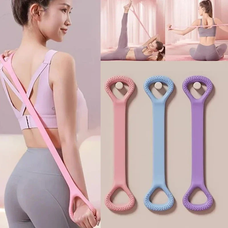 

Yoga Stretch Strap 8-figure Tensioner Yoga Tool Open Back Practice Shoulder Yoga Stretching Belt Elastic Stretch Band Workout