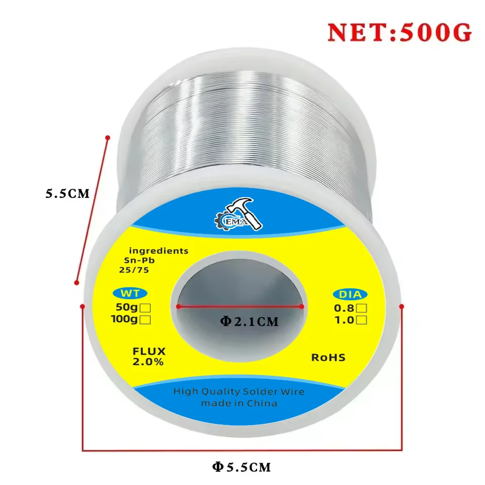 0.8/1.0mm 100g/200/500g Electronic Soldering Tin Wire Tin Melt Rosin Core Solder Soldering Wire Roll FLUX2.0% Low Temperature
