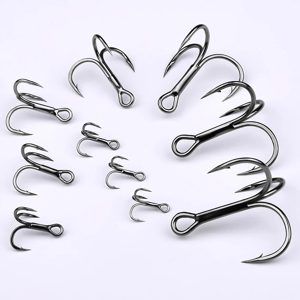20pcs High Carbon Treble Hooks - Super Sharp, Triple Barbed Steel Fishing Lure