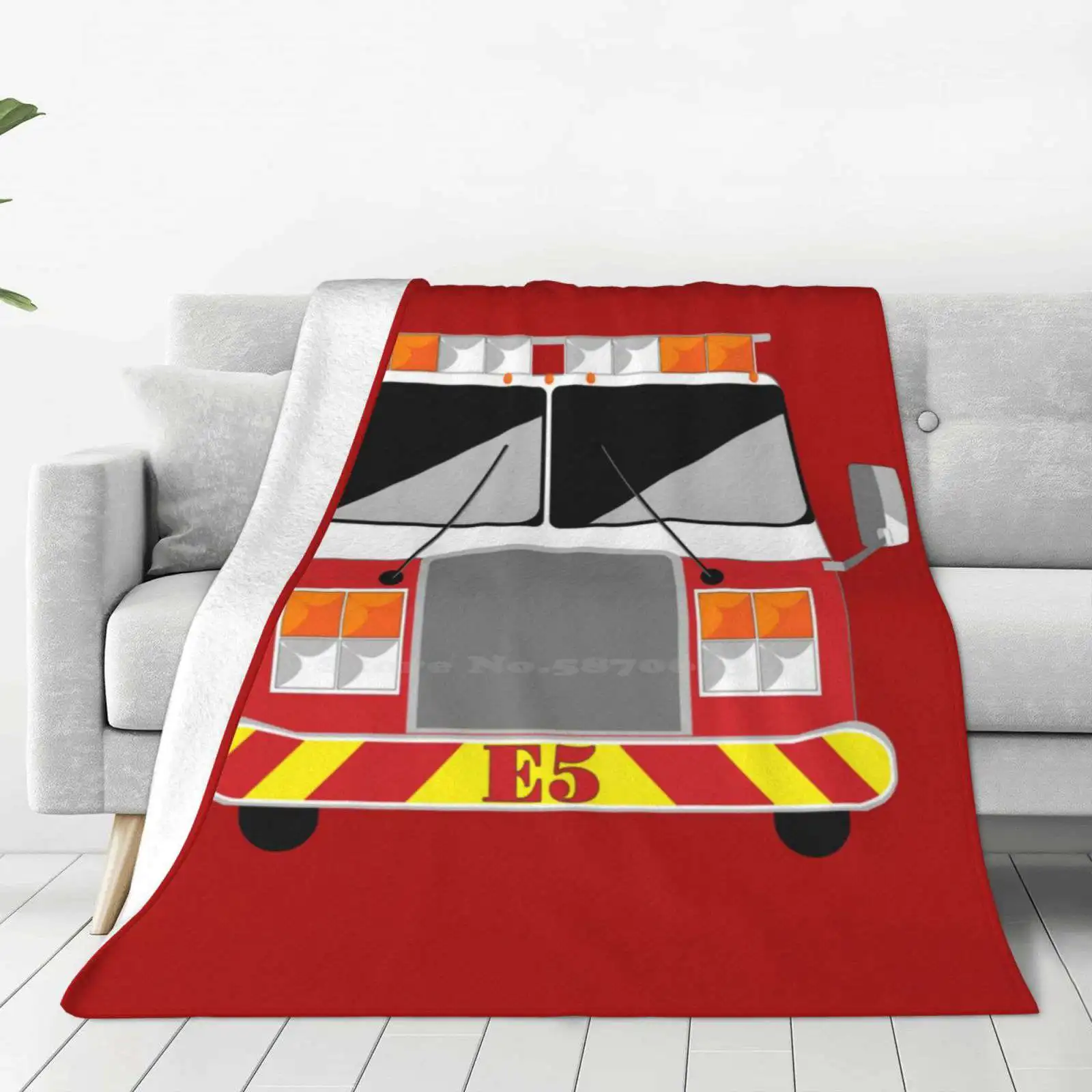 Fire Engine Truck Front View Soft Warm Light Thin Blanket Fire Truck Fire Engine Firefighters Emergency First Responders Fire