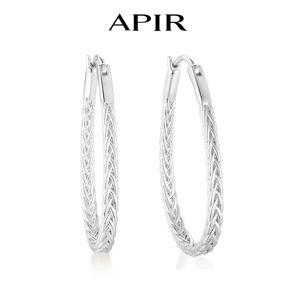 APIR 30MM Hoop Earrings for Women 925 Sterling Silver Needle Woven Circle Huggie earrings Minimalist Daily Wear Fashion Jewelry