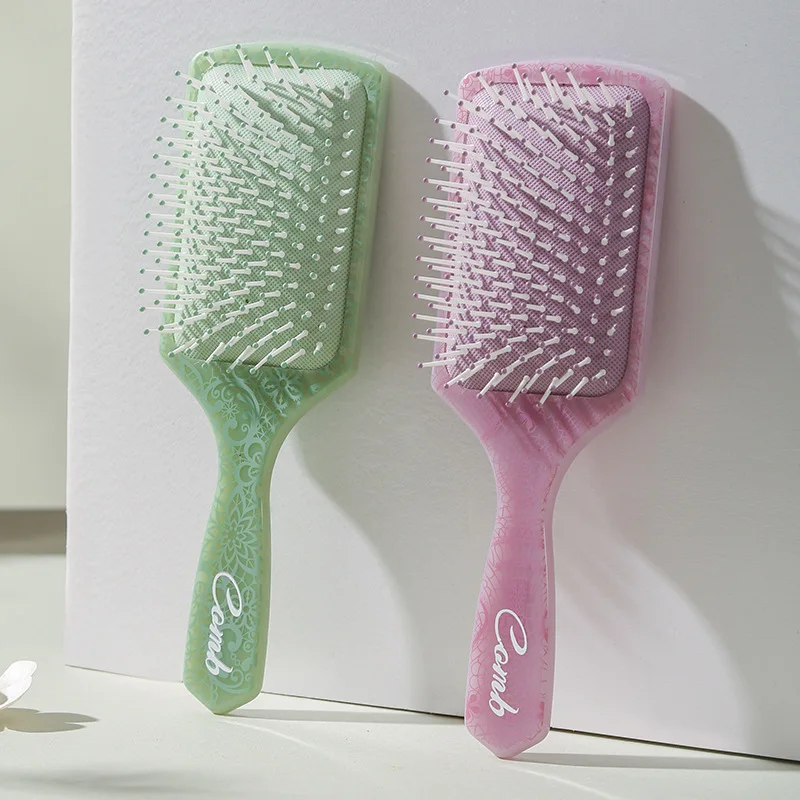 

Расческа на воздушной подушке с квадратной ручкой, массажные расчески с принтом, пушистая парикмахерская щетка для девочек, женская расческа с воздушной подушкой для укладки волос