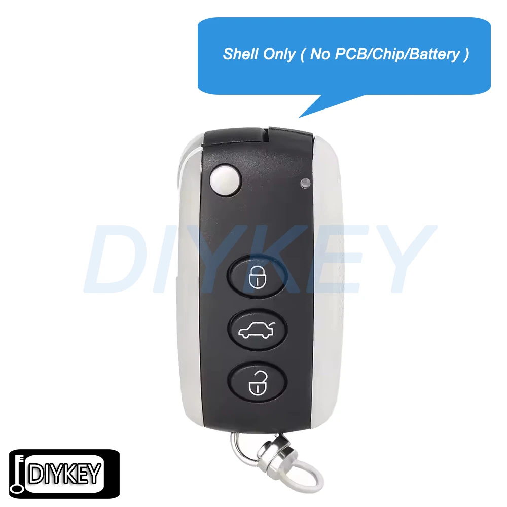 New 3 / 4 Buttons Case Smart Flip Remote Car Key Fob Shell Cover for Bentley Mulsanne Hurtling GT Flying Spur Continental NoLogo