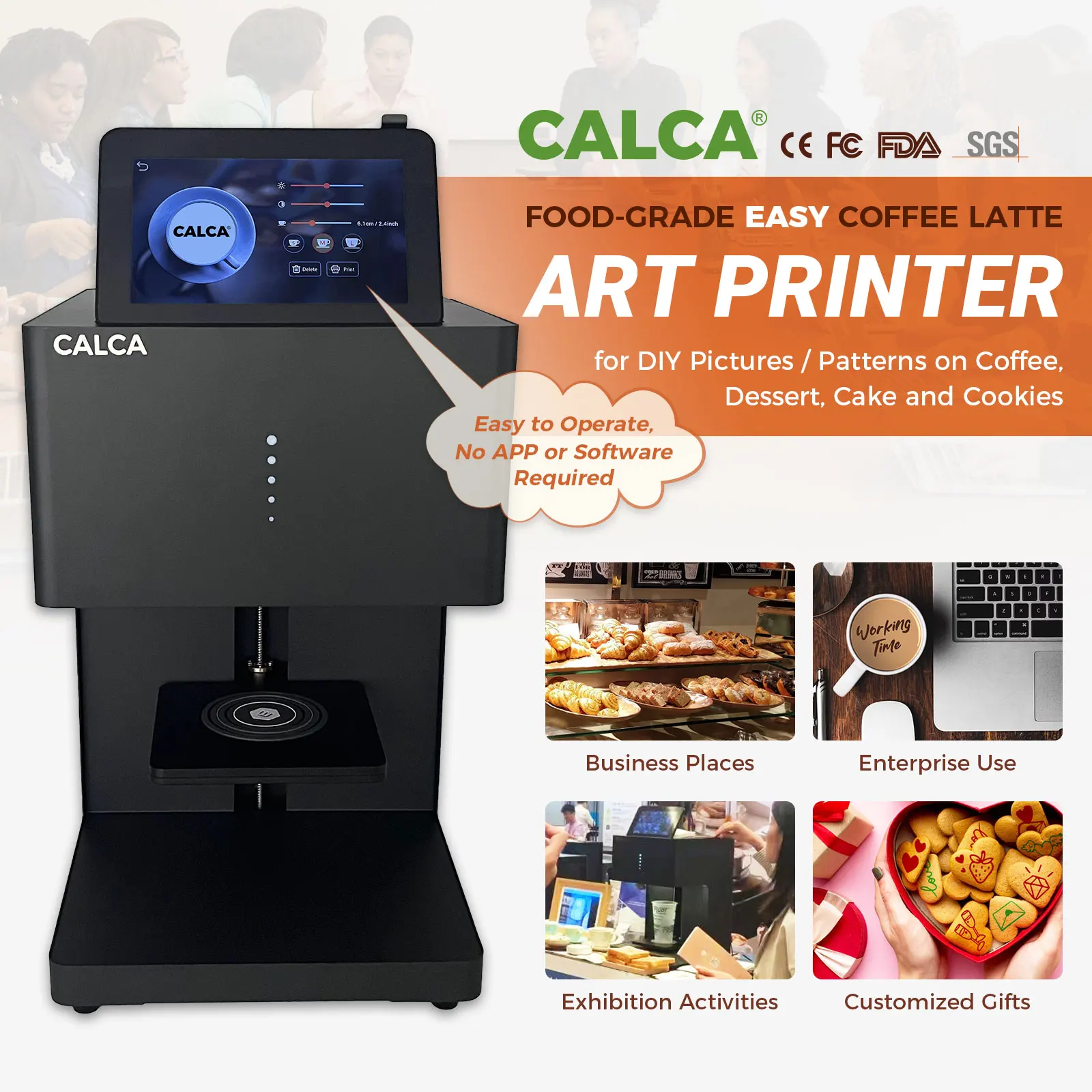 

Принтер CALCA для печати на кофе, латте, Wi-Fi, 600dpi