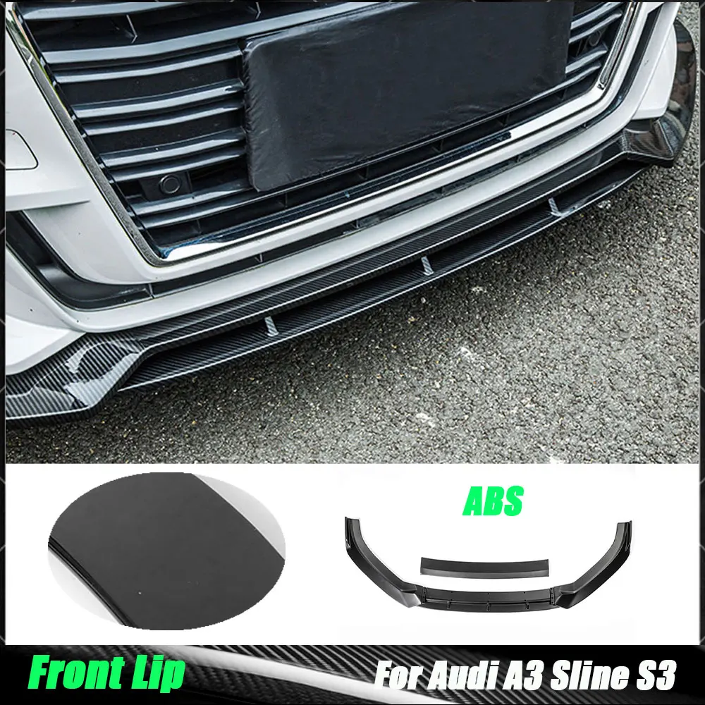 

Front Bumper Lip Spoiler for Audi A3 Sline S3 Not A3 Standard 2017 2018 2019 ABS Carbon Look Black Head Chin Guard Car Styling