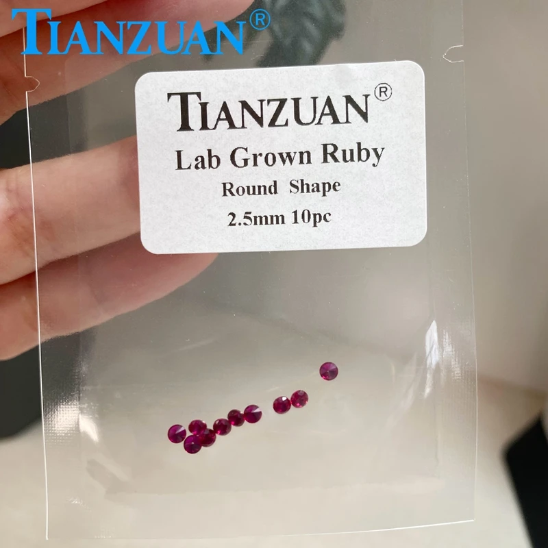 Small Size Round Shape Ruby Lab Grown Pigeon Blood Red Ruby Synthetic Red Corundum Diamond Cut with Inculsions Stone