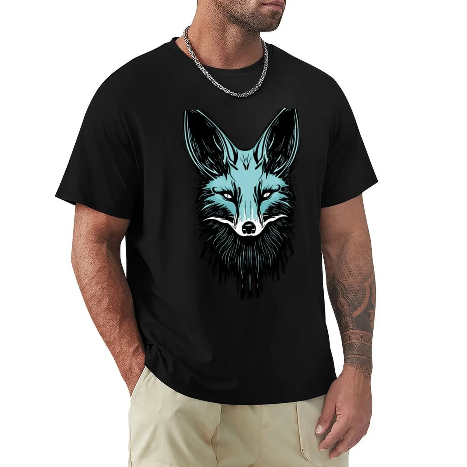 

Wild Fox Turquoise Fox T-Shirt tops T-shirts oversize summer clothes cotton t shirt men