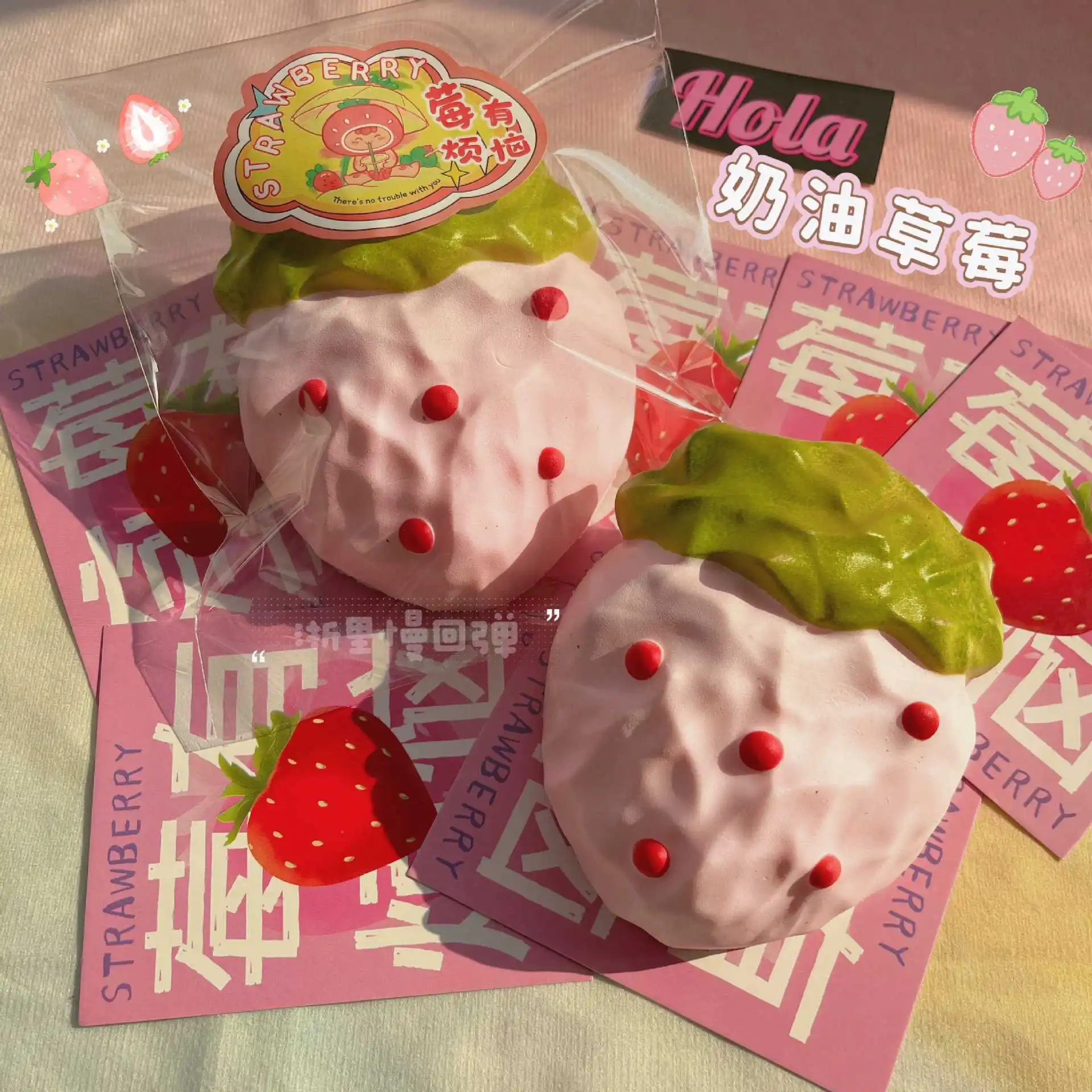 Lindo Squishy crema fresa PU rebote lento juguetes para apretar juguetes creativos de descompresión súper húmedo suave pellizco Fidget regalo divertido