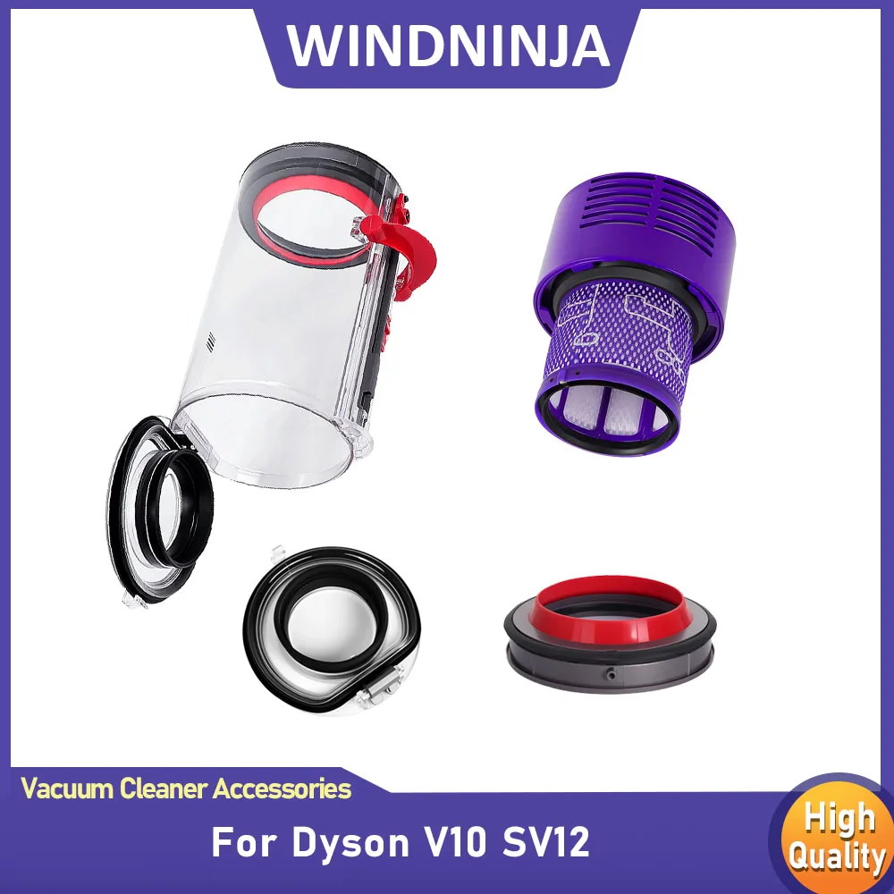 Dust Bucket HEPA Filter For Dyson V10 SV12 US Vacuum Cleaner Accessories Rear Dust Bin Lid Fixed Dust Cup Filters Spare Parts
