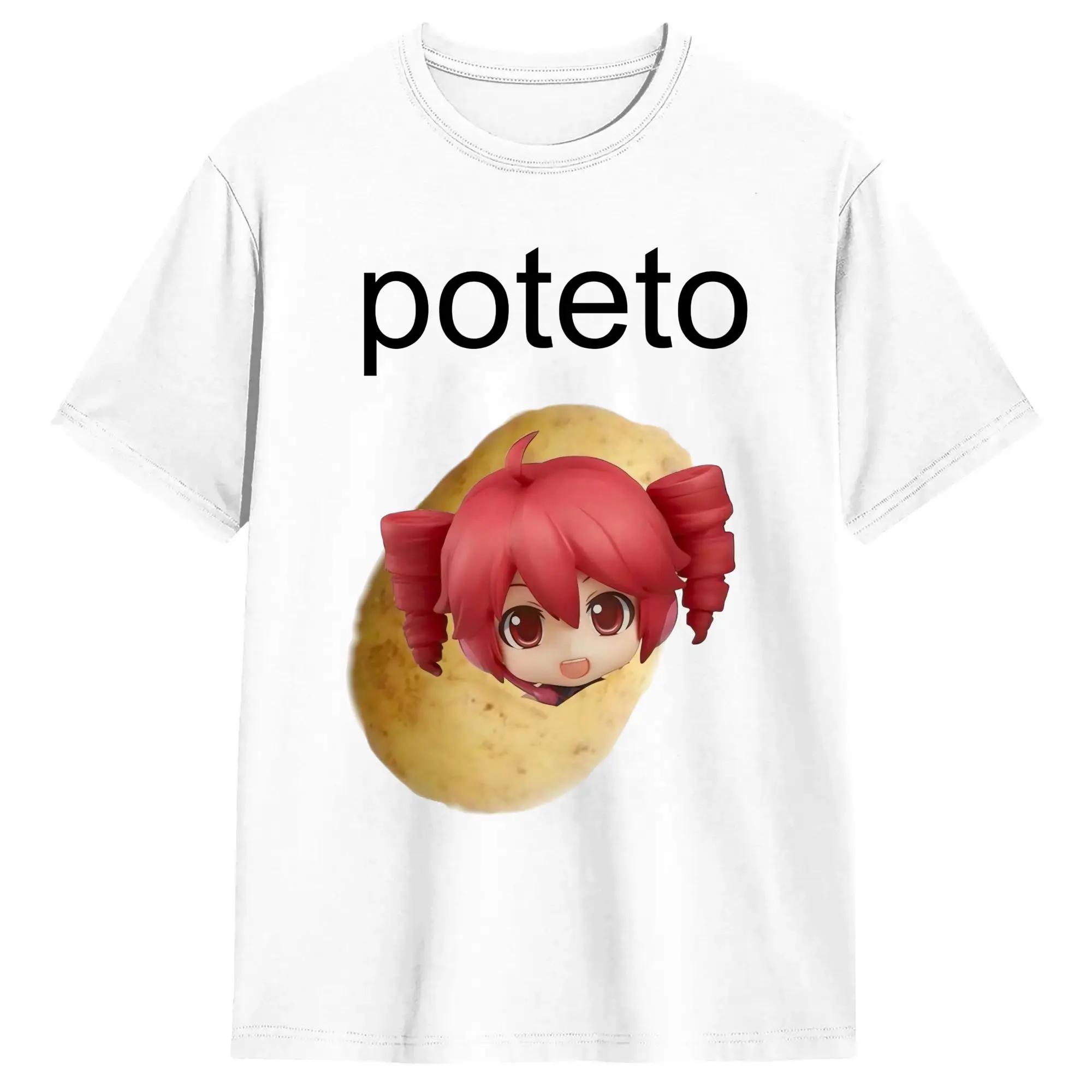 Potato Poteto Kasane Teto T-Shirt Summer  Cotton T Shirts For Couple Pattern Tshirt Short Sleeve Y2K Funny Tops