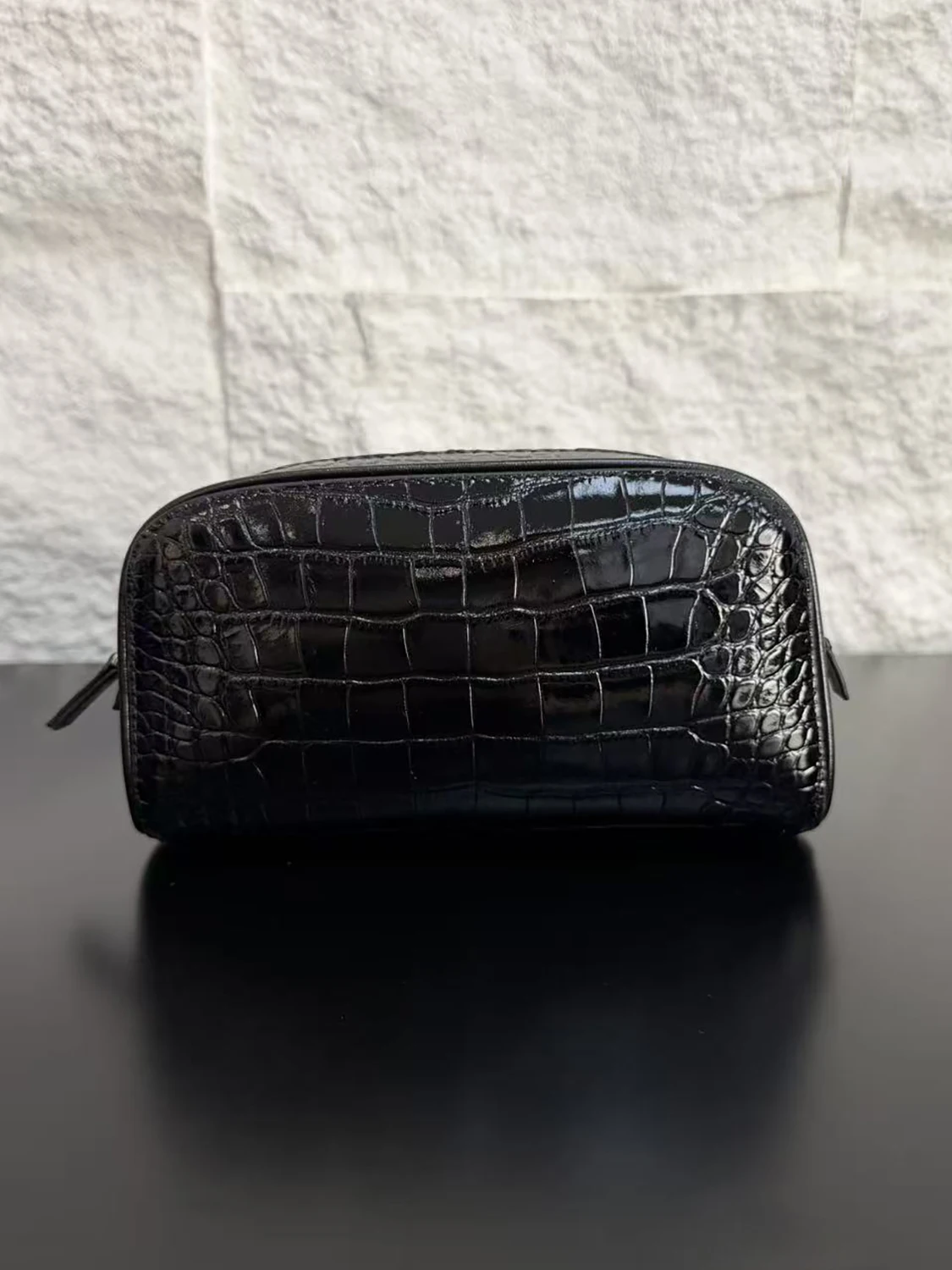 Top Layer Cowhide Crocodile Pattern Clutch Bag Coin Purse Makeup Box Handbag Women's New 2026 Small Handbag Key Bag