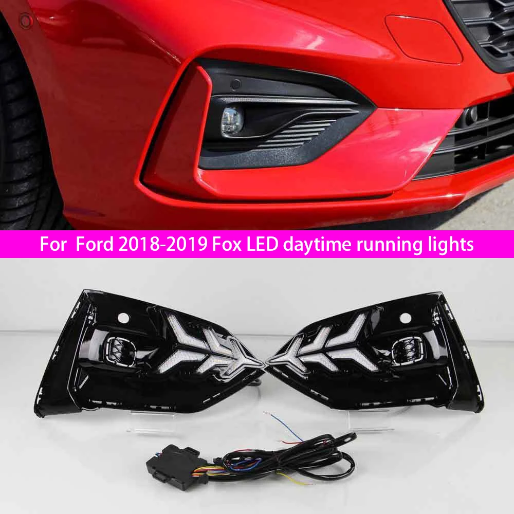 

Для Ford 2018-2019 дневные ходовые огни Fox, светодиодные дневные ходовые огни, плавные указатели поворота, модифицированные противотуманные фары