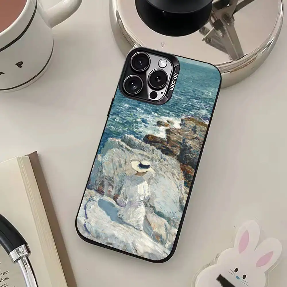 Pittura a olio Claude Monet Custodia per telefono posteriore in argento colorato per IPhone 17 16 15 14 13 12 11 Plus Pro Max Plus