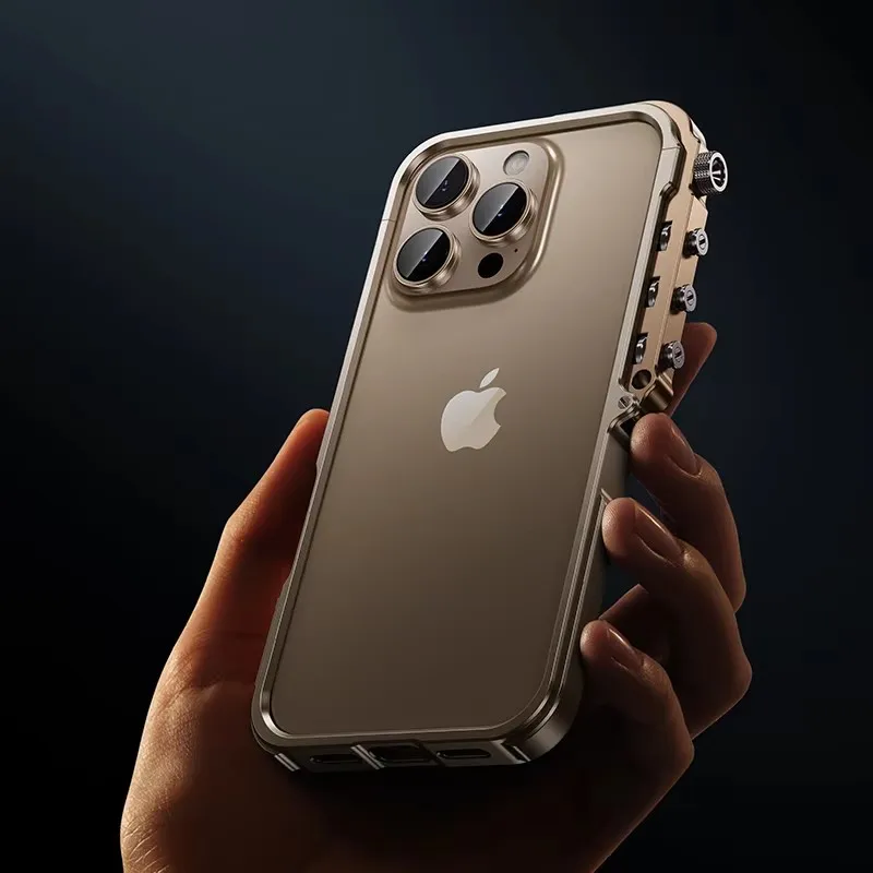 Etui na telefon z ramką z aluminium lotniczego, osłona ochronna z metalowego pancerza do iPhone 13 14 15 16 Pro Max, do IPHON 16promax — zdjęcie produktu 2