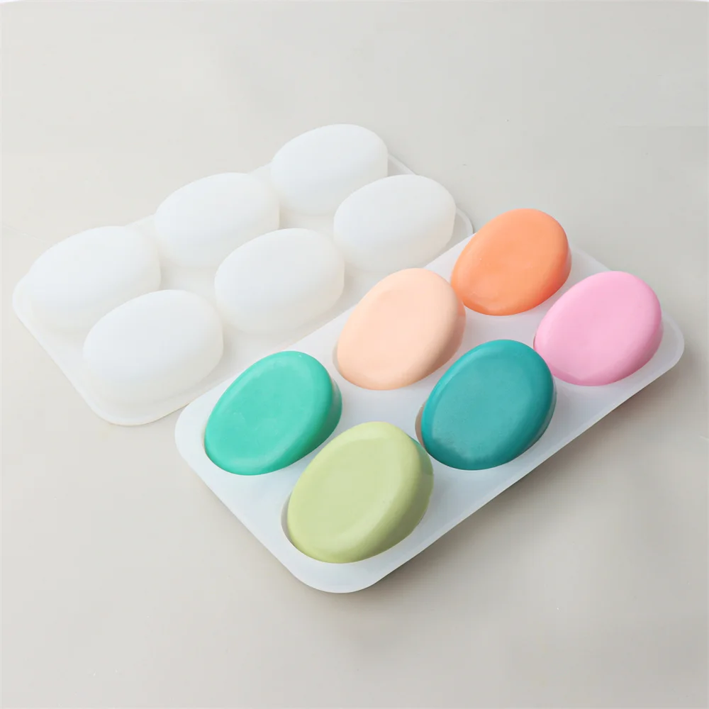 6-Cavity Oval Silicone Soap Molds Cylinder Soap Molds for Soap Making Homemade Bath Bombs Shower Tablets Lotion Bars Beeswax