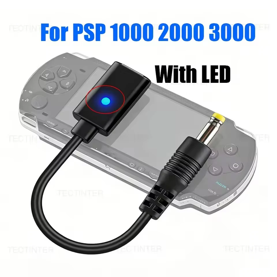 USB Type-C Charging Cable Adapter for Playstation PSP1000/2000/3000 Game Console with LED Convert Power Supply Wire Cord - view 5