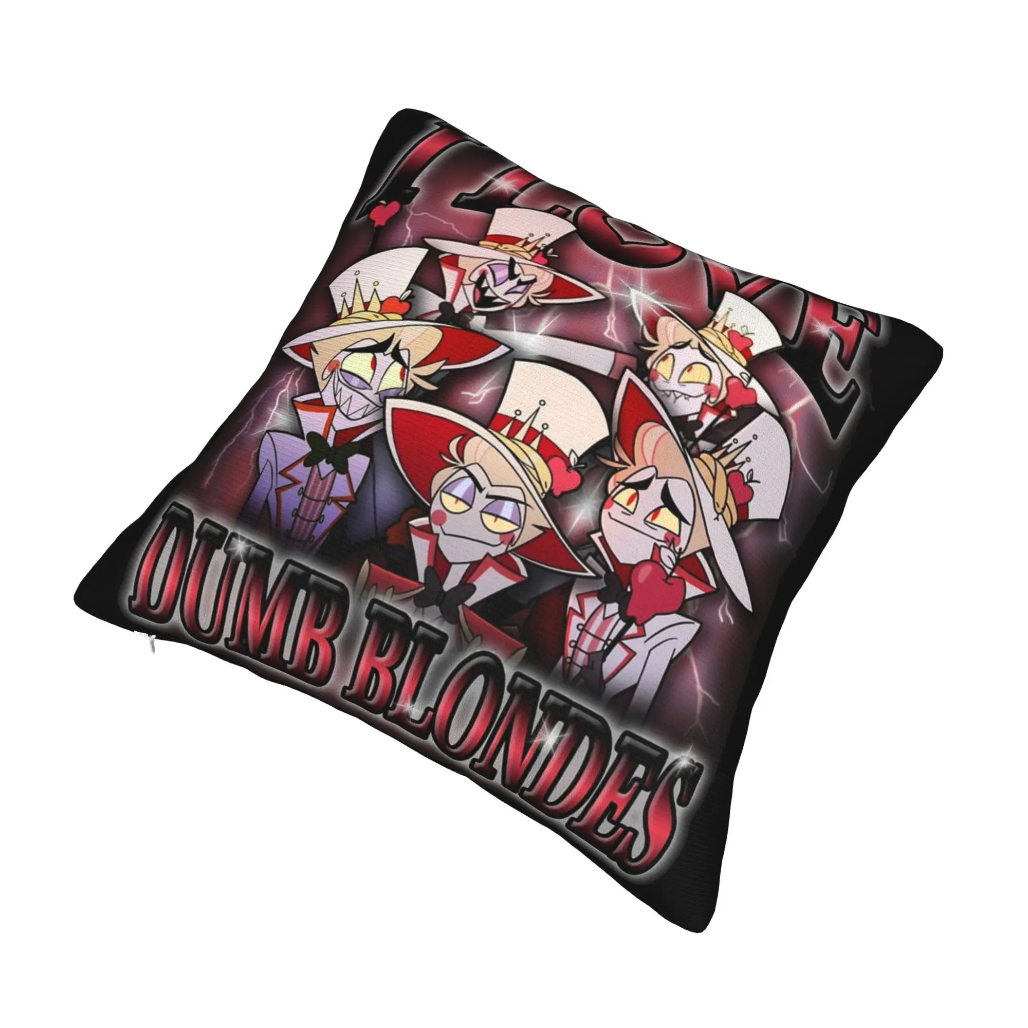 Hazbined Hoteled Lucifer I Love Dumb Blondes Pillowcase Printed Cushion Cover Decoration  Throw Pillow Case Cover Bedroom