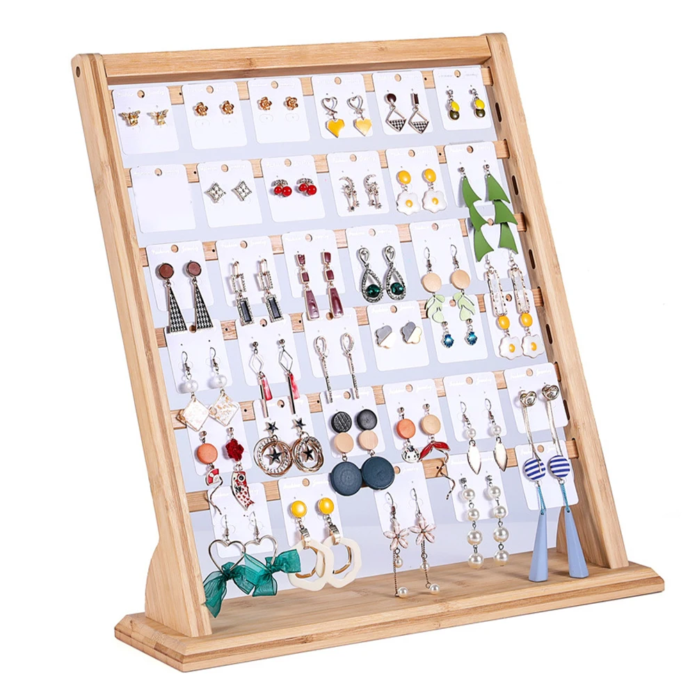 Earring Storage Rack Cards ganizer Jewelry Holder Display St Desktop Bamboo Material Smooth Prime Quality Creative Shape