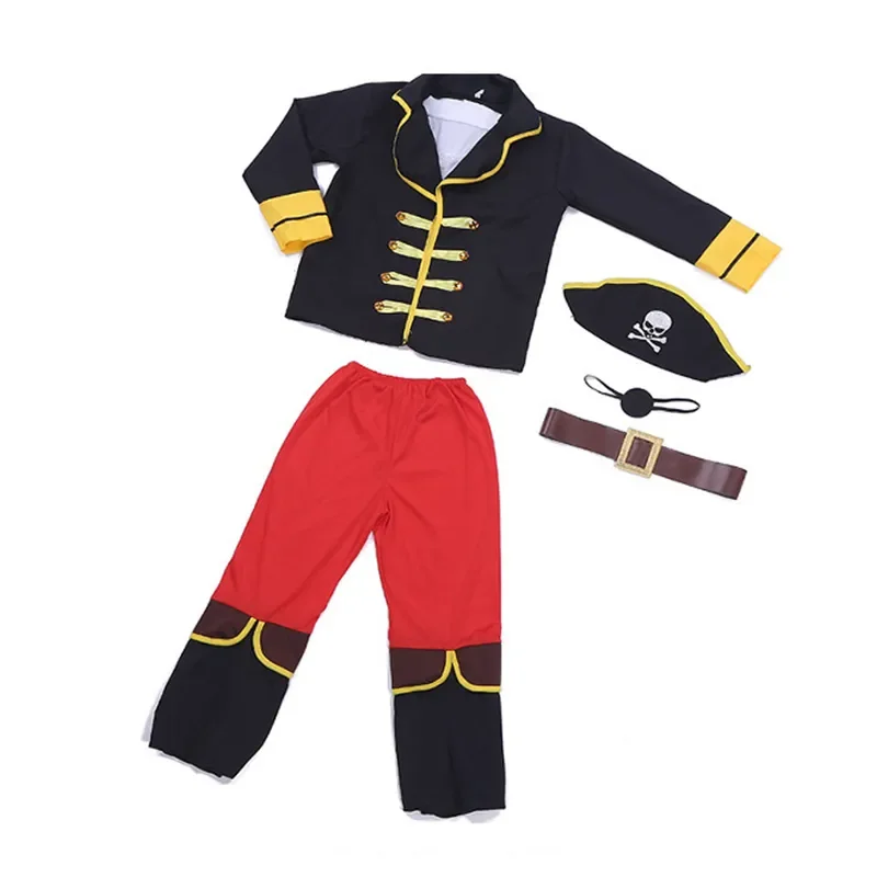 Pirate Costume Kids Pirates of The Caribbean Jack Sparrow Cosplay Child Boys Clothes Prop Suit Carnival Party Costumes for Kid