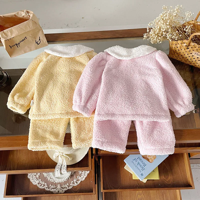 

Spot GoodsQT259719Girls' Homewear2025Autumn New Warm Cartoon Cute Set Trendy