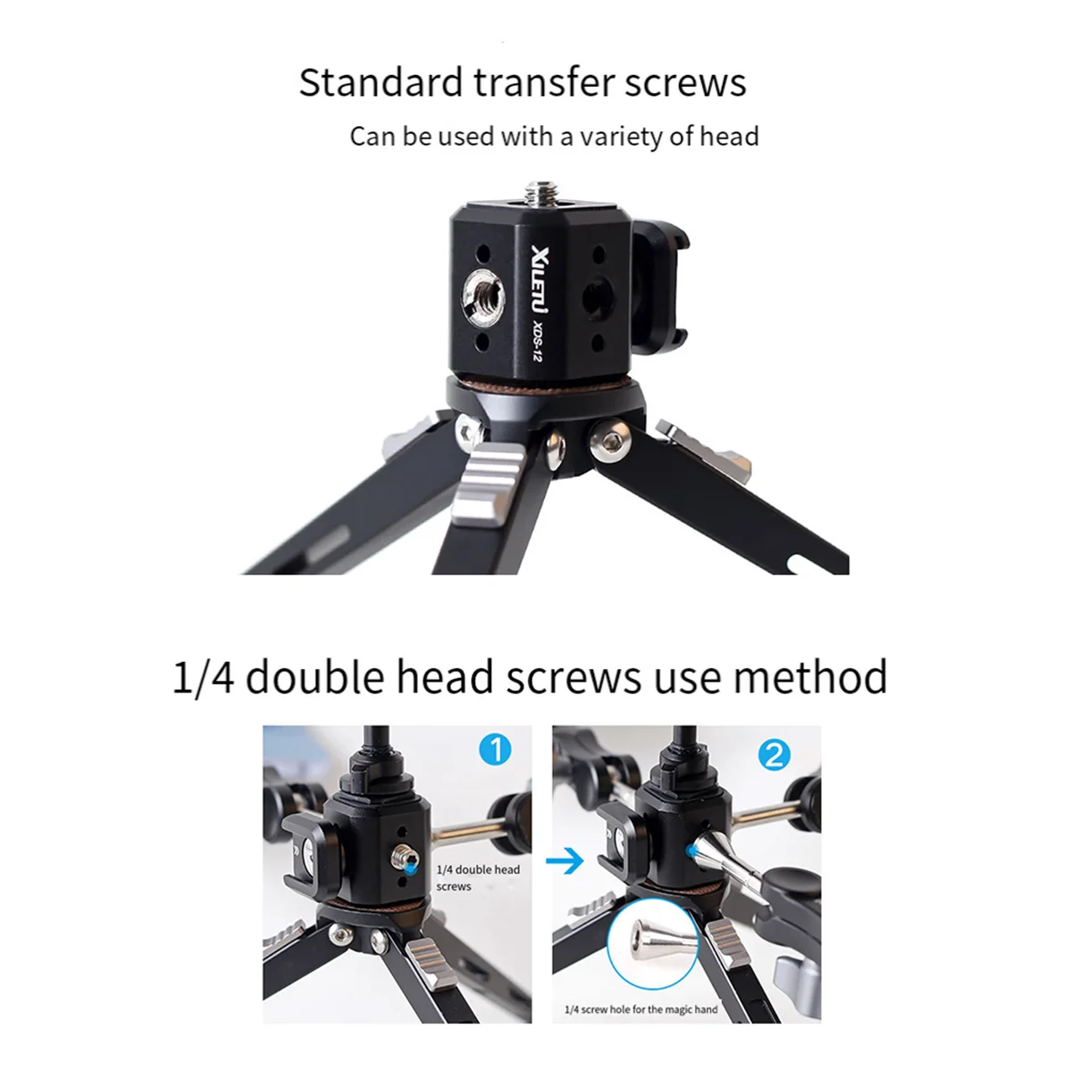 XILETU XDS-12 Tripod Screw Hole Conversion Seat 1/4 3/8 Alai Positioning Hole Head Multifunctional Expansion Accessories